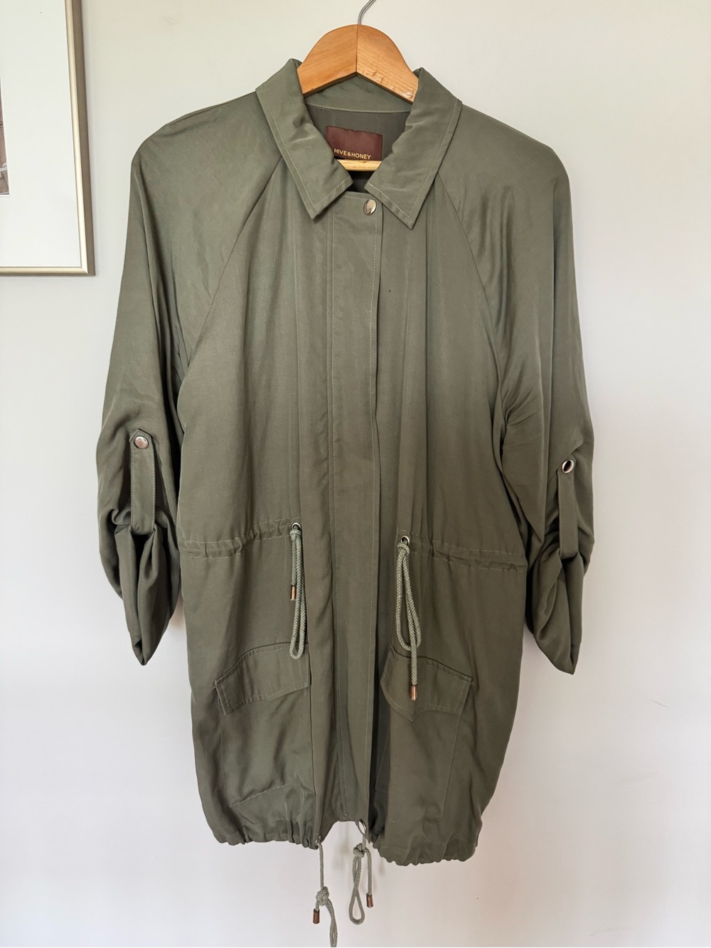 Hive & Honey Olive Utility Drawstring Jacket